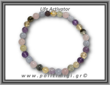 Life Activator Βραχιόλι 6mm Αμέθυστος, Ακουαμαρίνα, Κιτρίνης, Επίδοτο, Πρενίτης, Ροζ Χαλαζίας