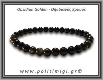 Οψιδιανός Χρυσός Βραχιόλι Men 6mm