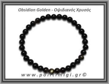 Οψιδιανός Χρυσός Βραχιόλι Men 6mm