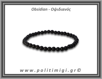 Οψιδιανός Μαύρος Βραχιόλι 4mm