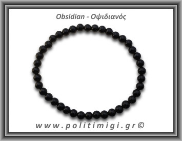Οψιδιανός Μαύρος Βραχιόλι 4mm