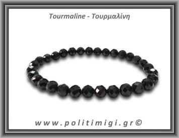 Τουρμαλίνη Μαύρη Σορλίτης Ταγιέ Βραχιόλι 6mm