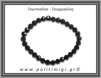 Τουρμαλίνη Μαύρη Σορλίτης Ταγιέ Βραχιόλι 6mm